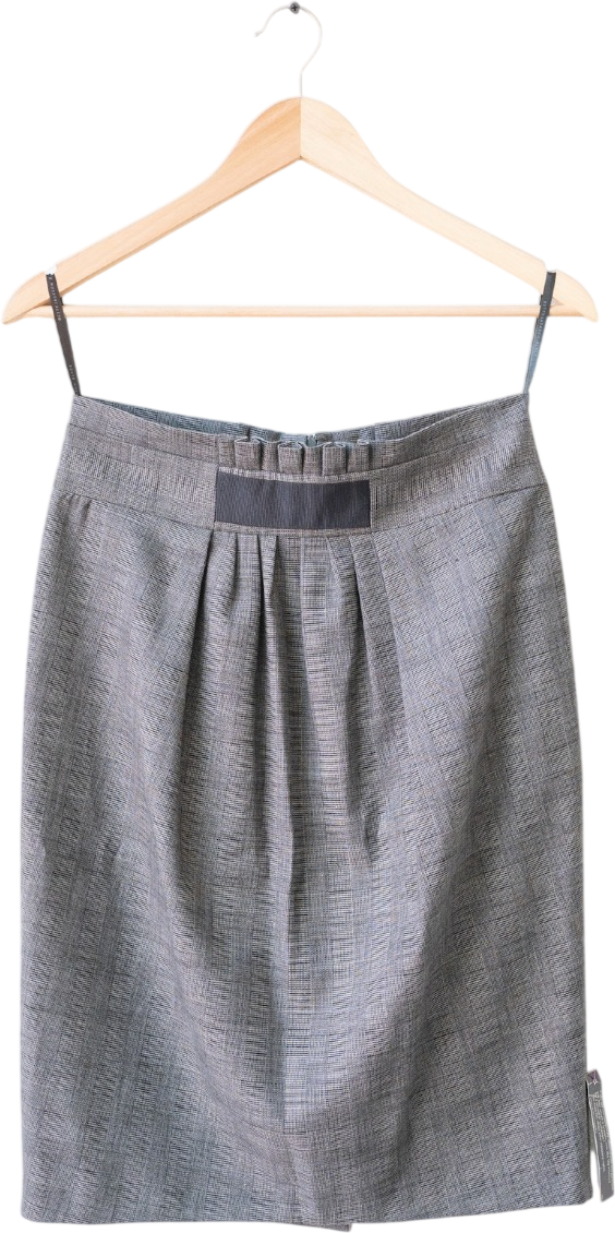 BETTY JACKSON Grey Check Wool Blend Skirt UK 10