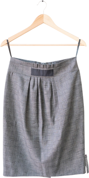 BETTY JACKSON Grey Check Wool Blend Skirt UK 10