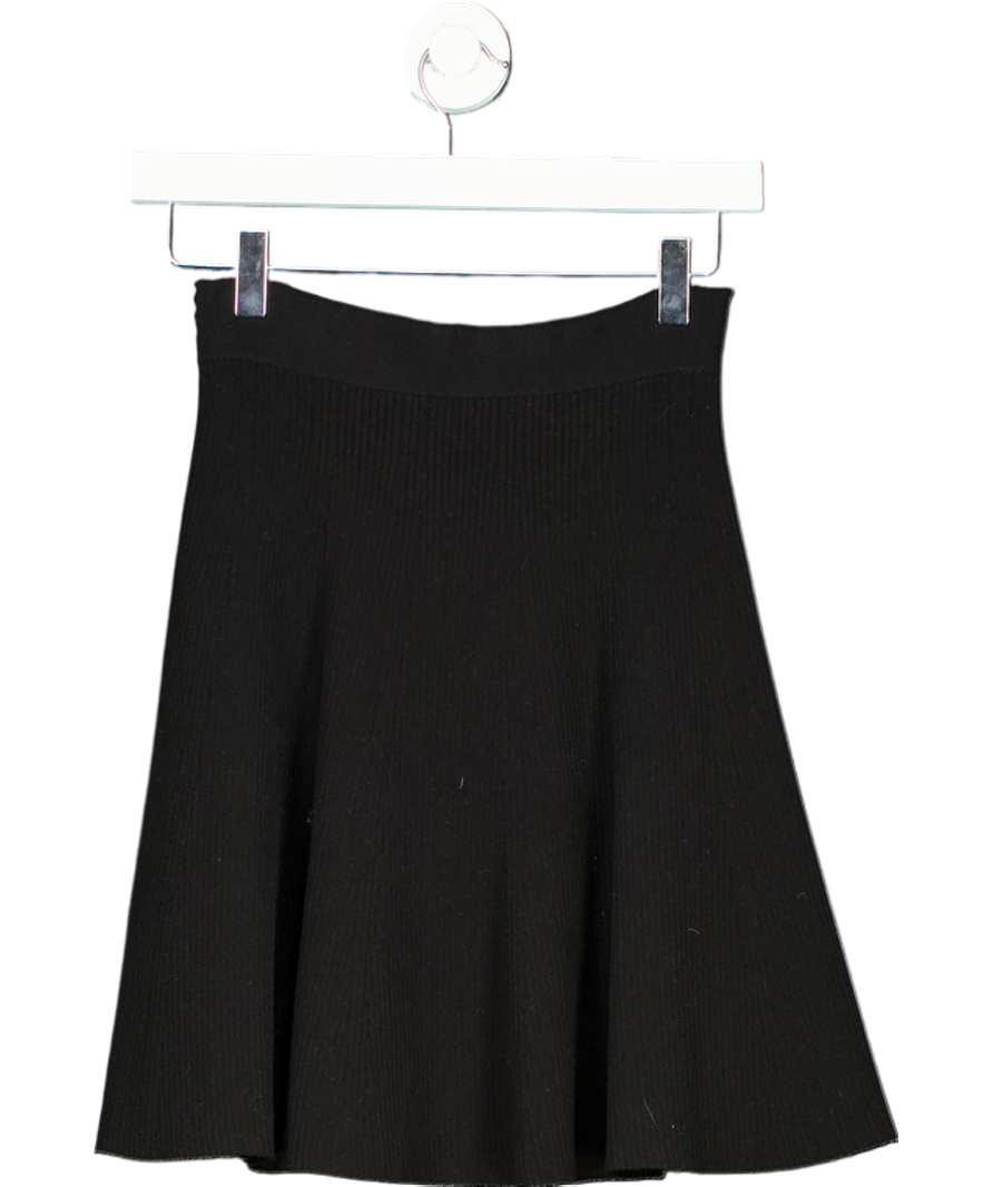 Lacoste Black 3d Ribbed Knit Flared Skirt UK 8
