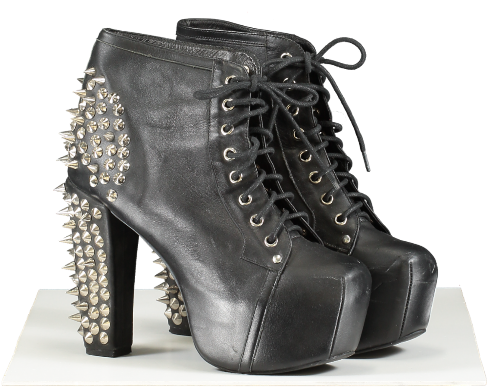 Havana Last Black Studded Platform Ankle Boots UK 7 EU 40 👠