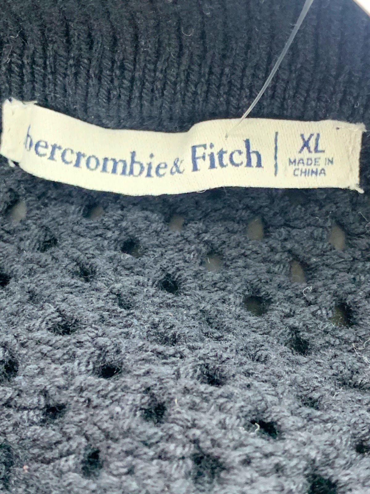 Abercrombie & Fitch Black Open Knit Short Sleeve Cardigan XL