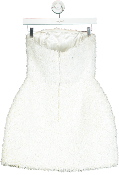 Nadine Merabi White Textured Strapless Mini Dress UK 8