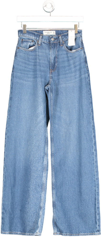 Abercrombie & Fitch Blue Long Length Wide Leg High Rise Jeans W24
