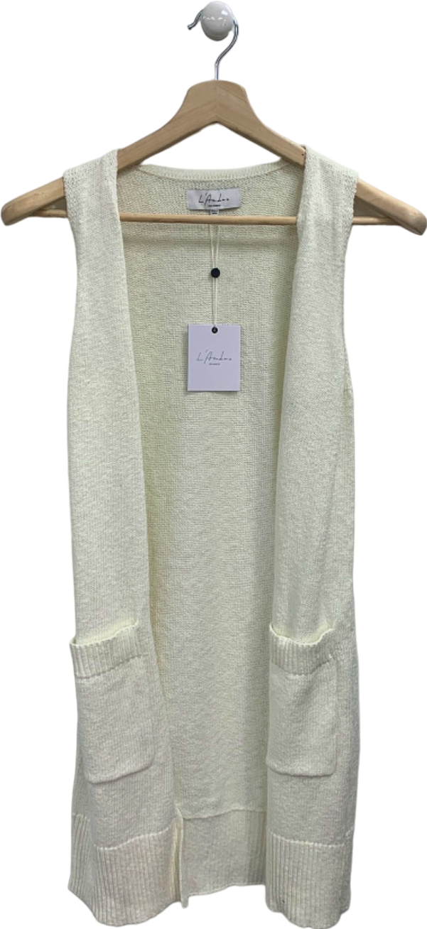 L'Academie White Sleeveless Cardigan UK S