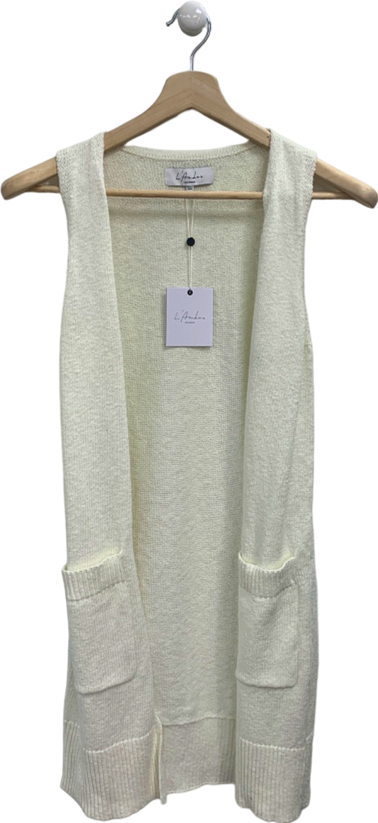 L'Academie White Sleeveless Cardigan UK S