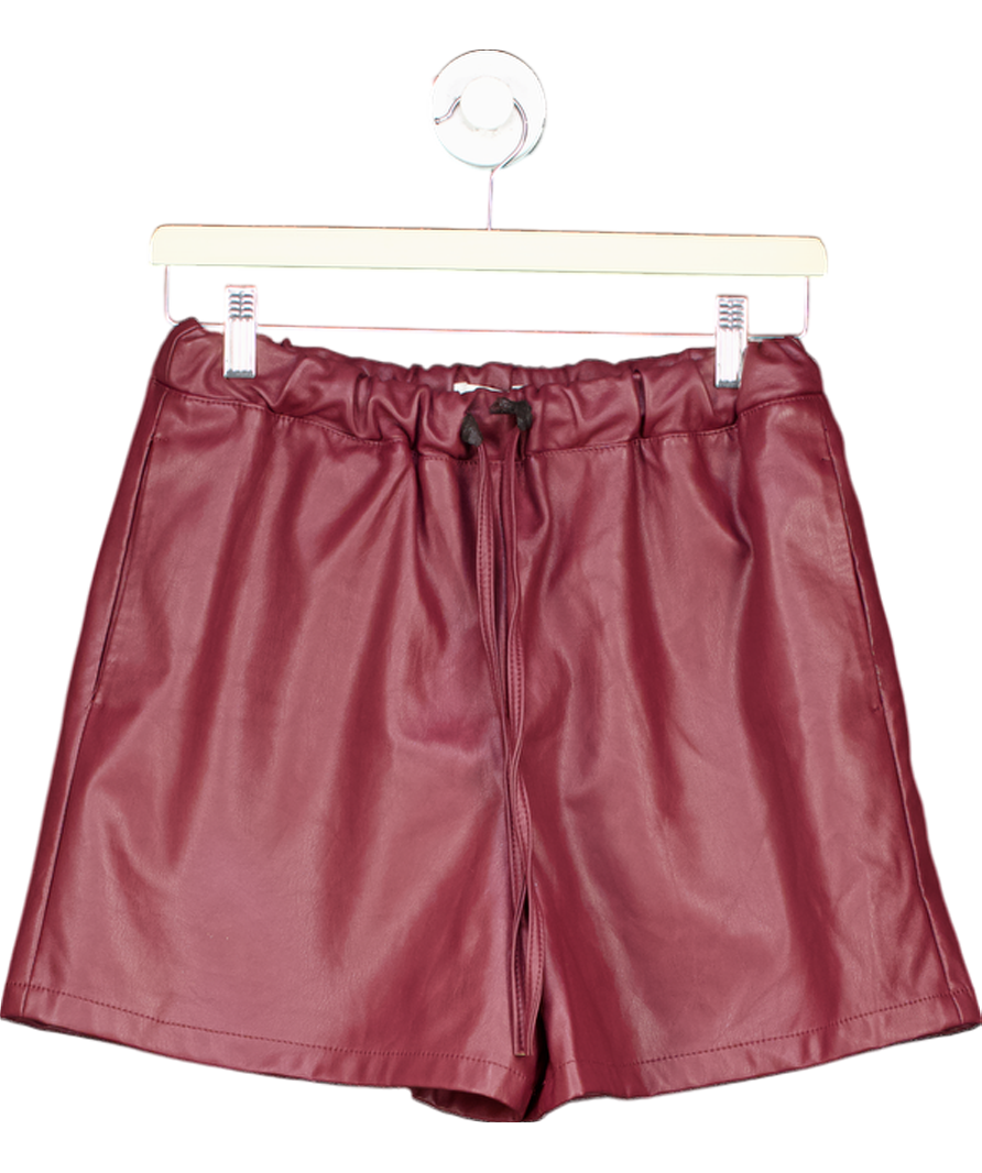 Topshop Red Faux Leather Shorts UK 8