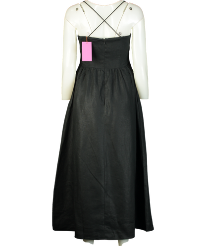 Rhode Black Linen Kay Midi Dress UK 12