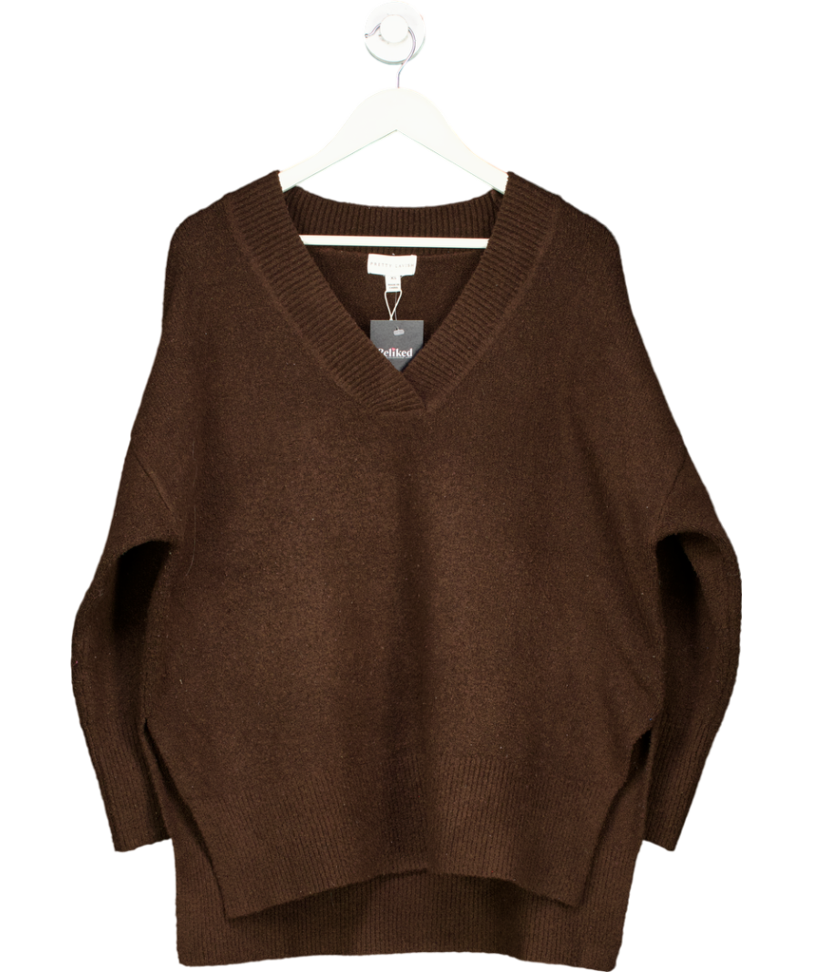 PRETTY LAVISH Brown Myla Oversized Jumper UK XS