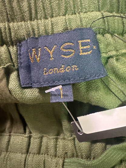 Wyse London Green Linen Wide Leg Trousers UK 8