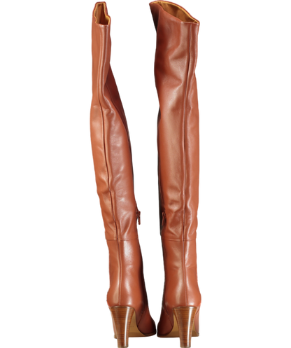 Sezane Smooth terracotta Anaelle Thigh High Boot UK 7 EU 40 👠