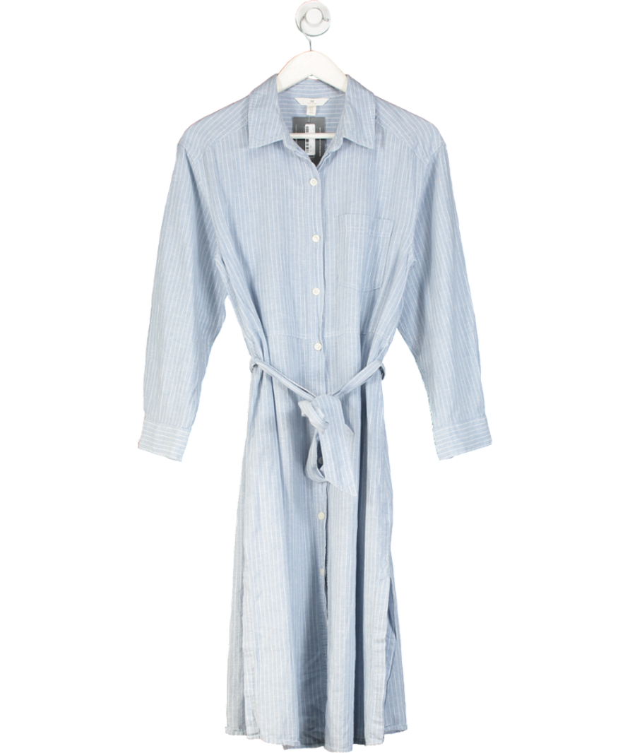 H&M Blue Linen Blend Shirt Dress UK S