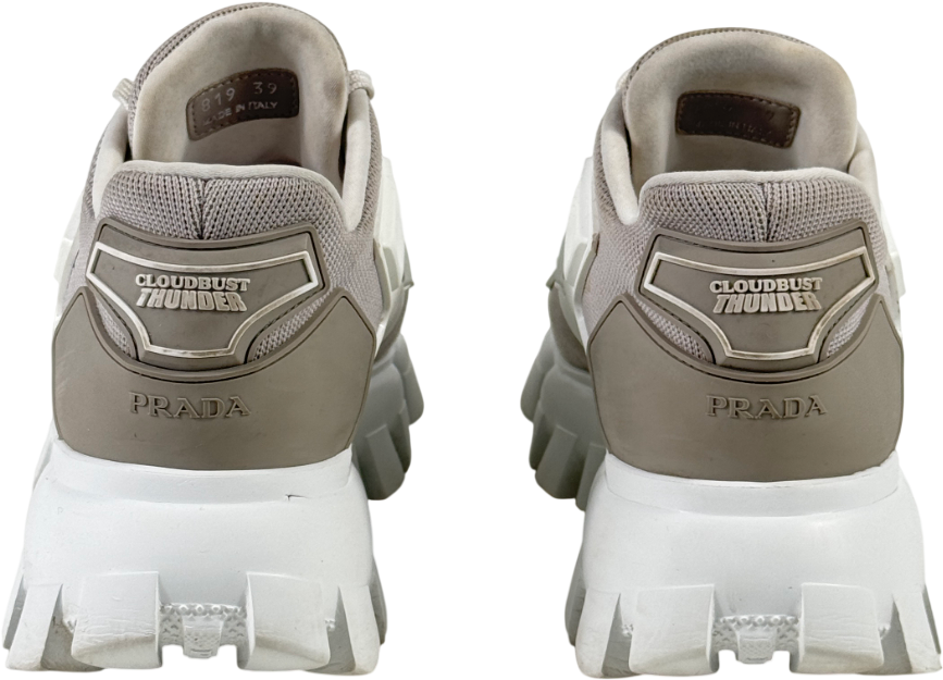 PRADA Cloudbust Thunder Knit White / Grey Chunky Trainers UK 6 EU 39 👠