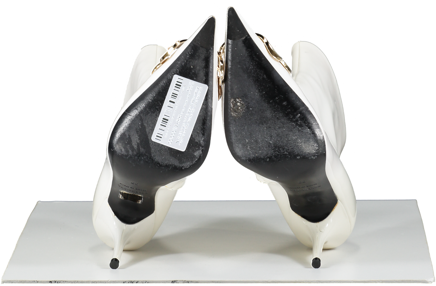 BALENCIAGA  Bb White Patent Leather Kitten Heel Ankle Boots UK 6 EU 39 👠