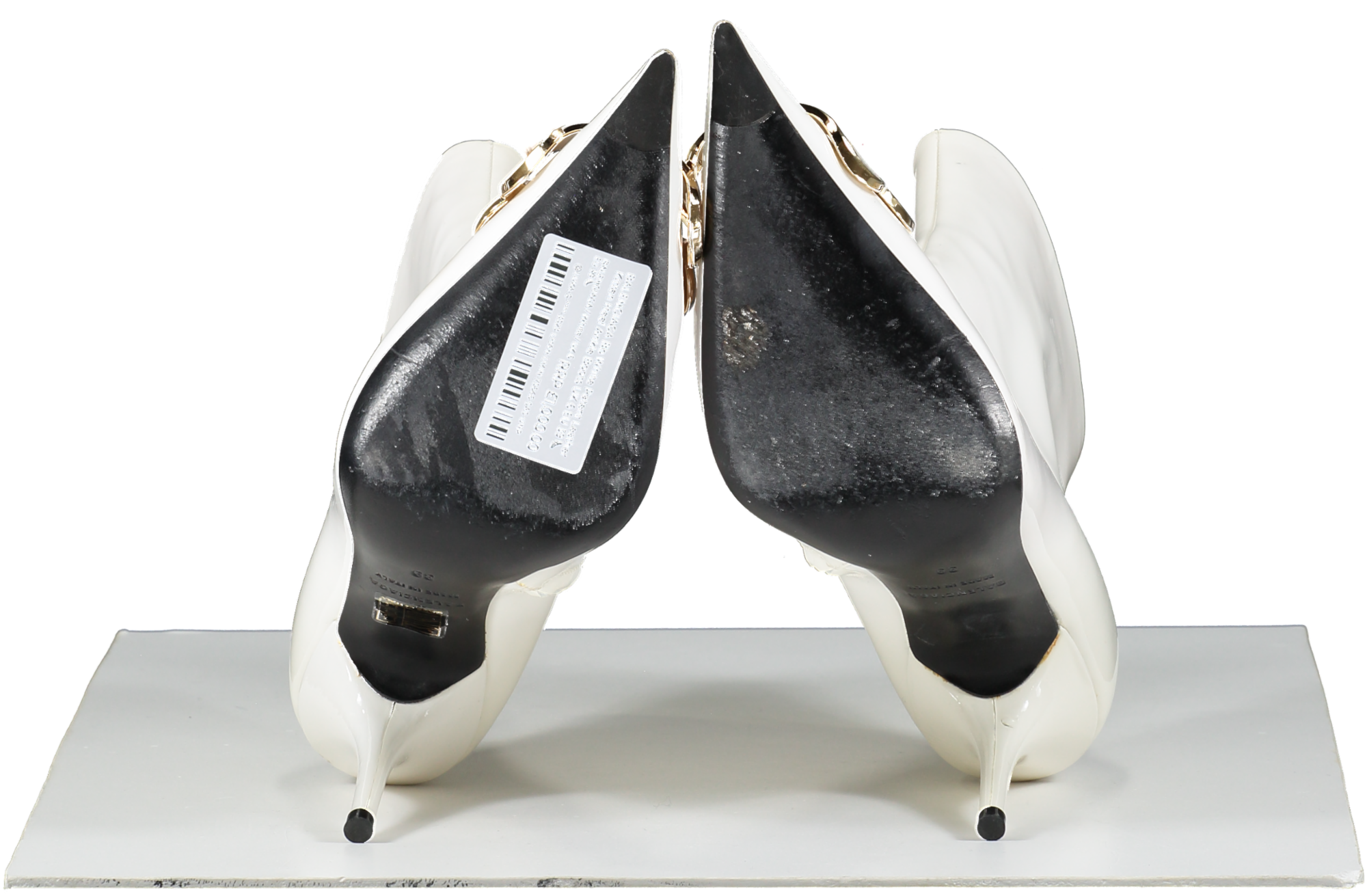 BALENCIAGA  Bb White Patent Leather Kitten Heel Ankle Boots UK 6 EU 39 👠