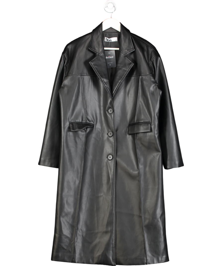 BOA Black Faux Leather Coat UK S