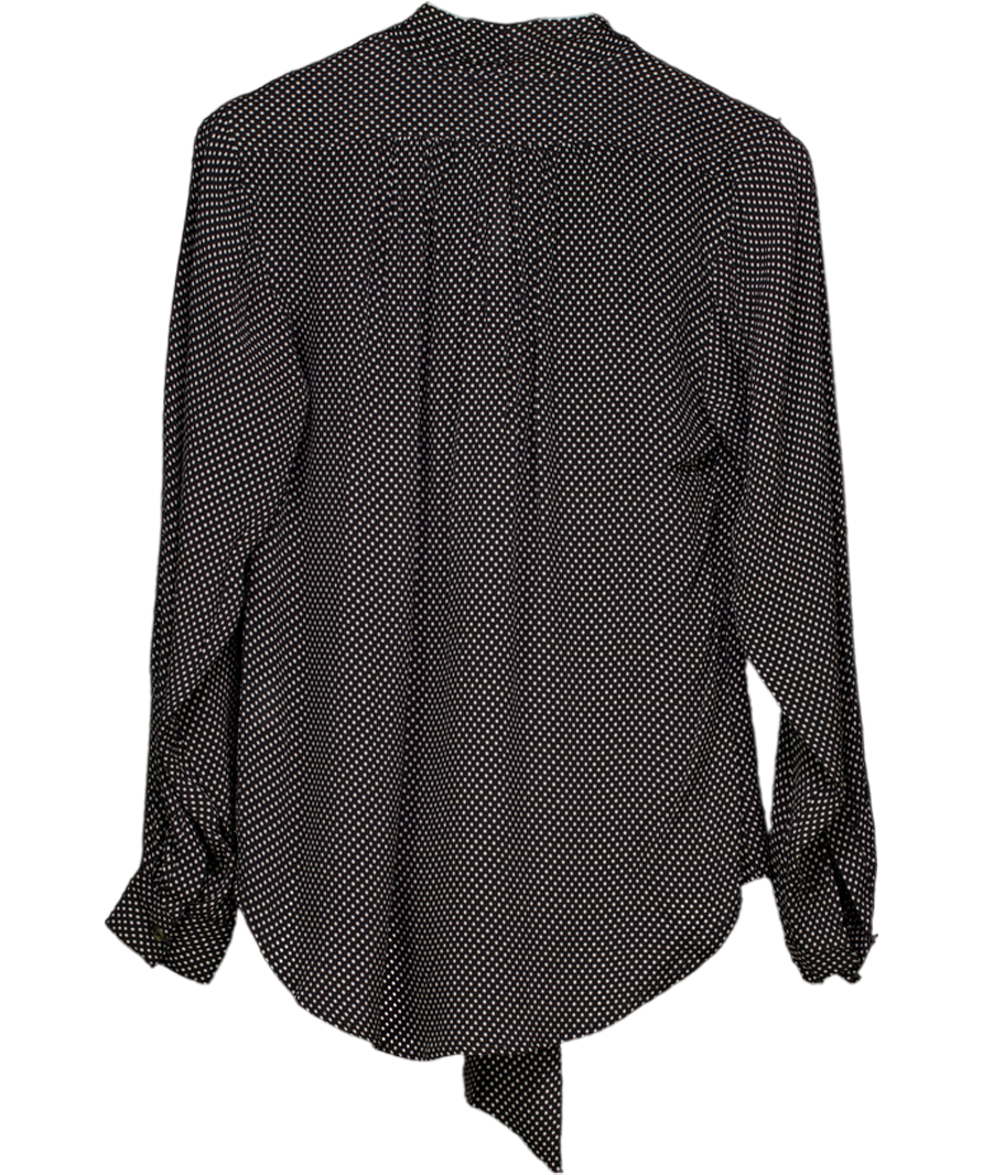 Lily & Lionel Black Back / White Polka Dot Tie Neck Blouse UK XS