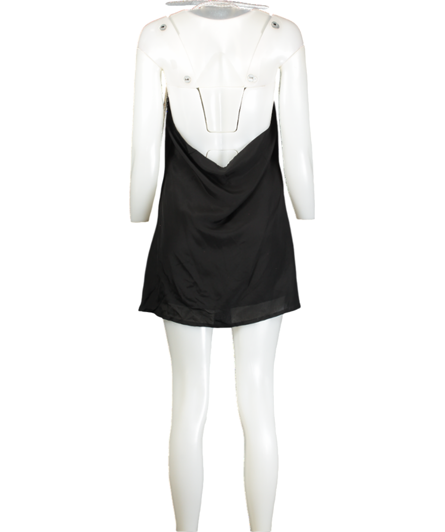 Sisters The Label Blue Tiffany Mini Dress - Black Silk With Flower Detail One Size