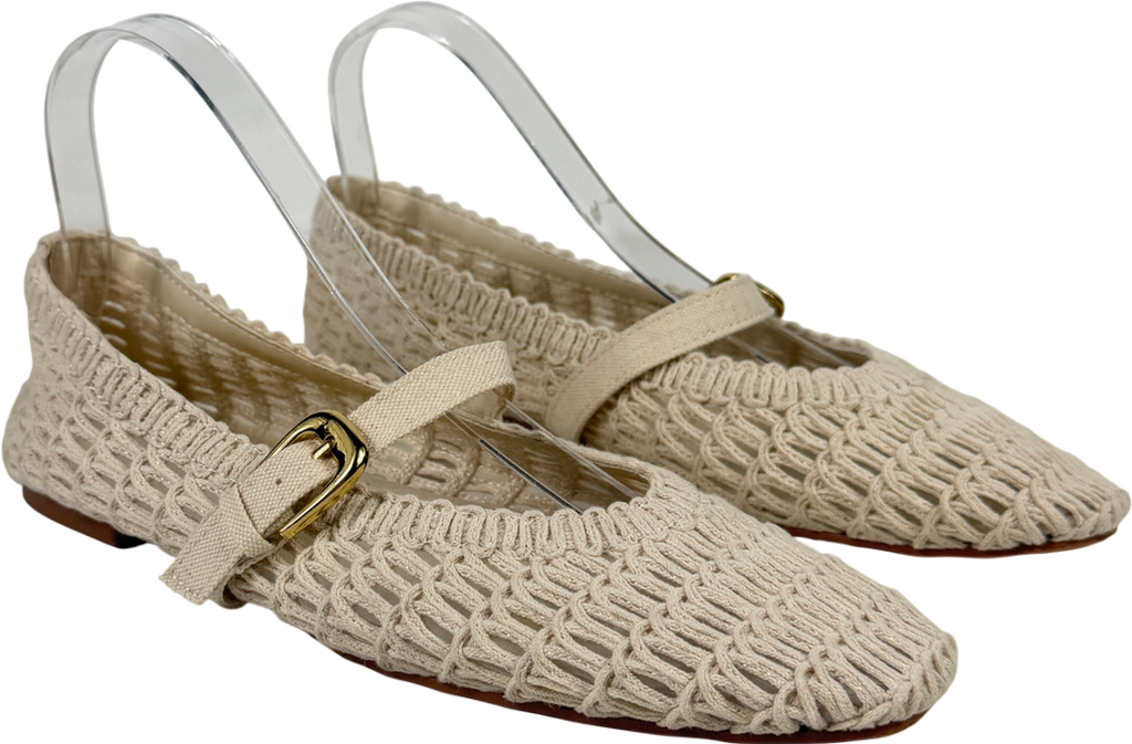 ASOS Cream Leah Crochet Mary Jane Ballet shoes UK 7 EU 40