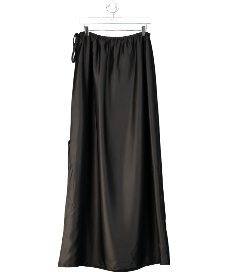 Solaqua Black Lucia Tie Up Silk Maxi Skirt UK 10