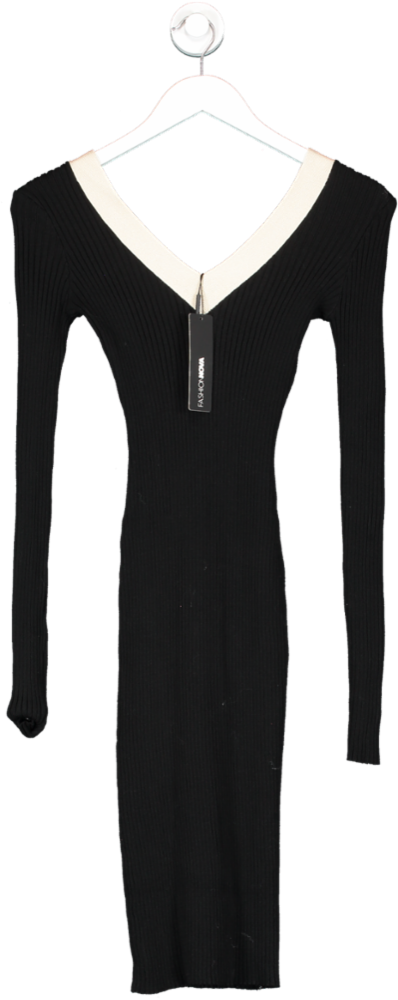 Fashion Nova Black Shiloh Sweater Midi Dress UK XS
