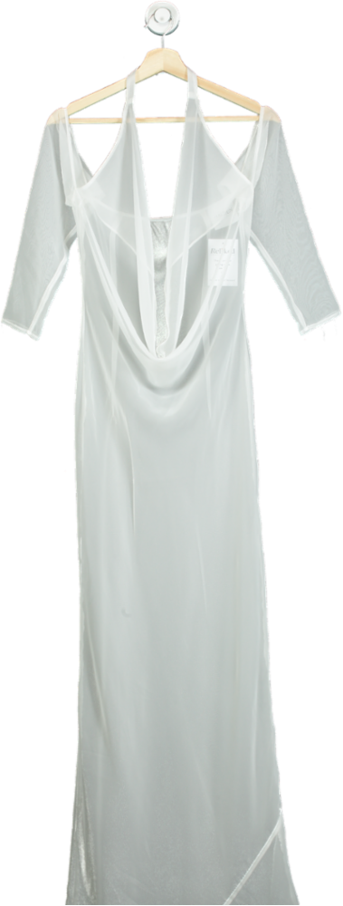 Halden White Sheer Cowl Neck Gown