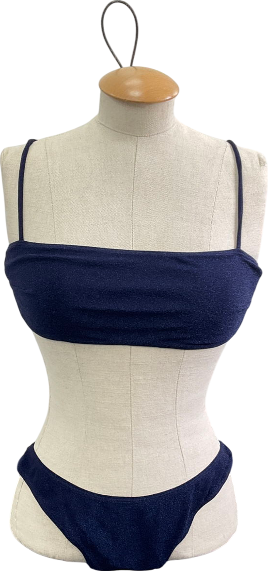 nookie beach Blue Navy Lurex Bikini Set UK M