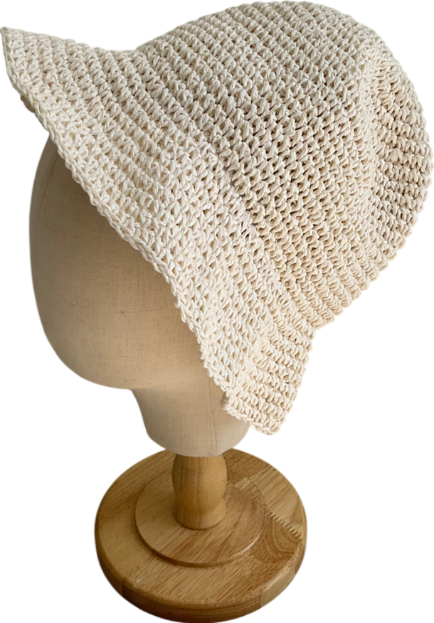 H&M Cream Woven Bucket Hat UK M
