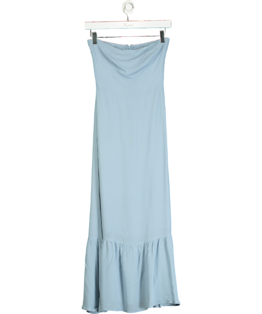 Reformation Blue Arta Strapless Dress UK 4