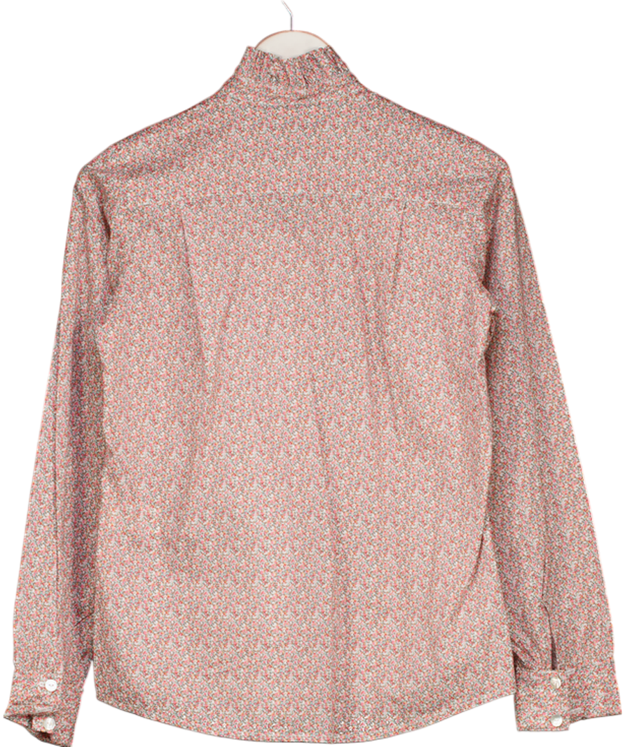 AMAIA LONDON Pink Floral Frill Detal Blouse UK S
