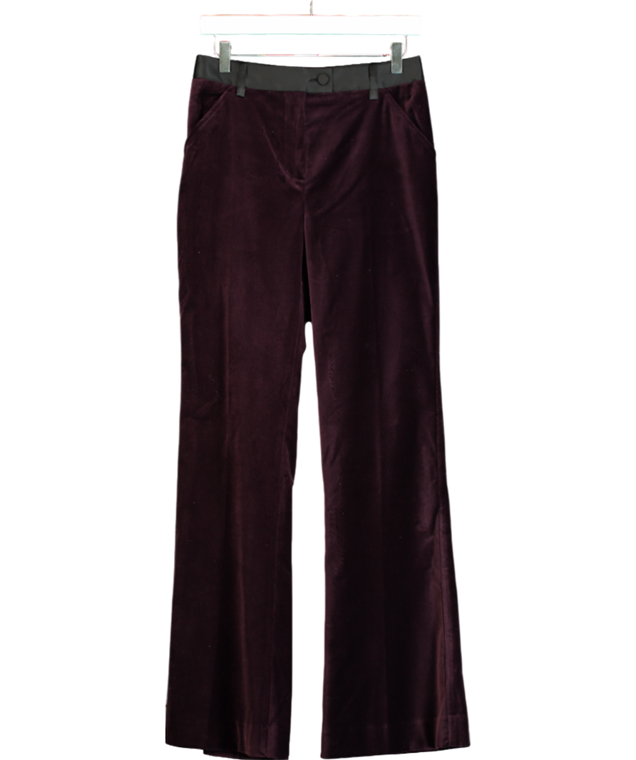 REISS Purple Cotton Velvet Flared Trousers UK 6