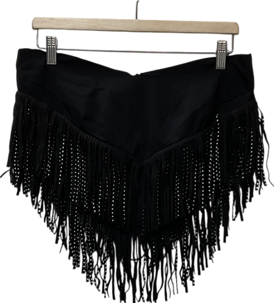 ASOS Black Tassel Embellished Mini Skirt UK 10