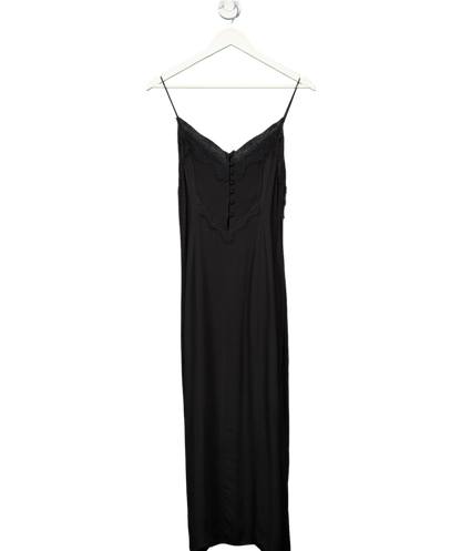 AFRM Black Lace Trim Midi Slip Dress Petite UK S