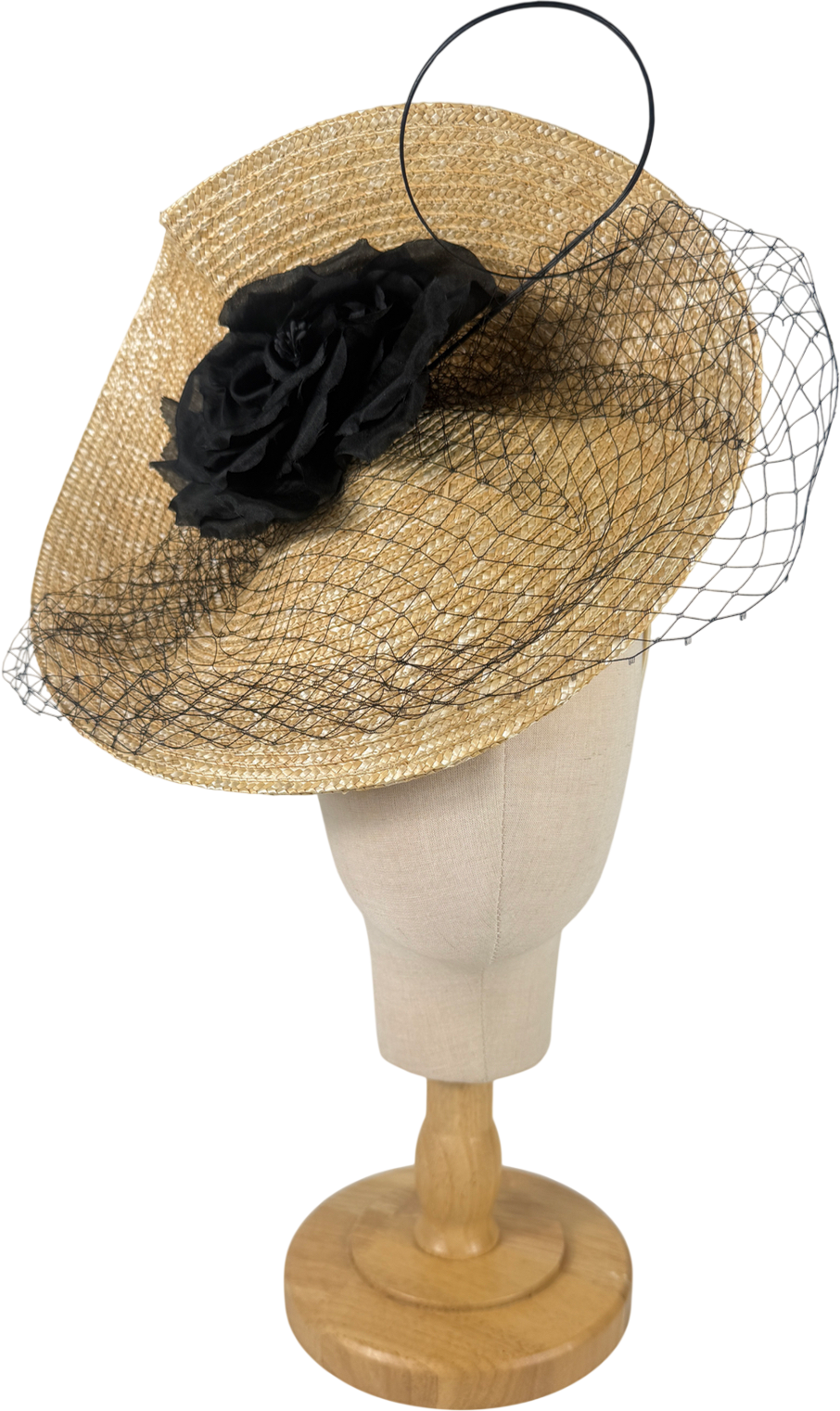 Karen Millen Black Asymmetric Flower & Quill Fascinator