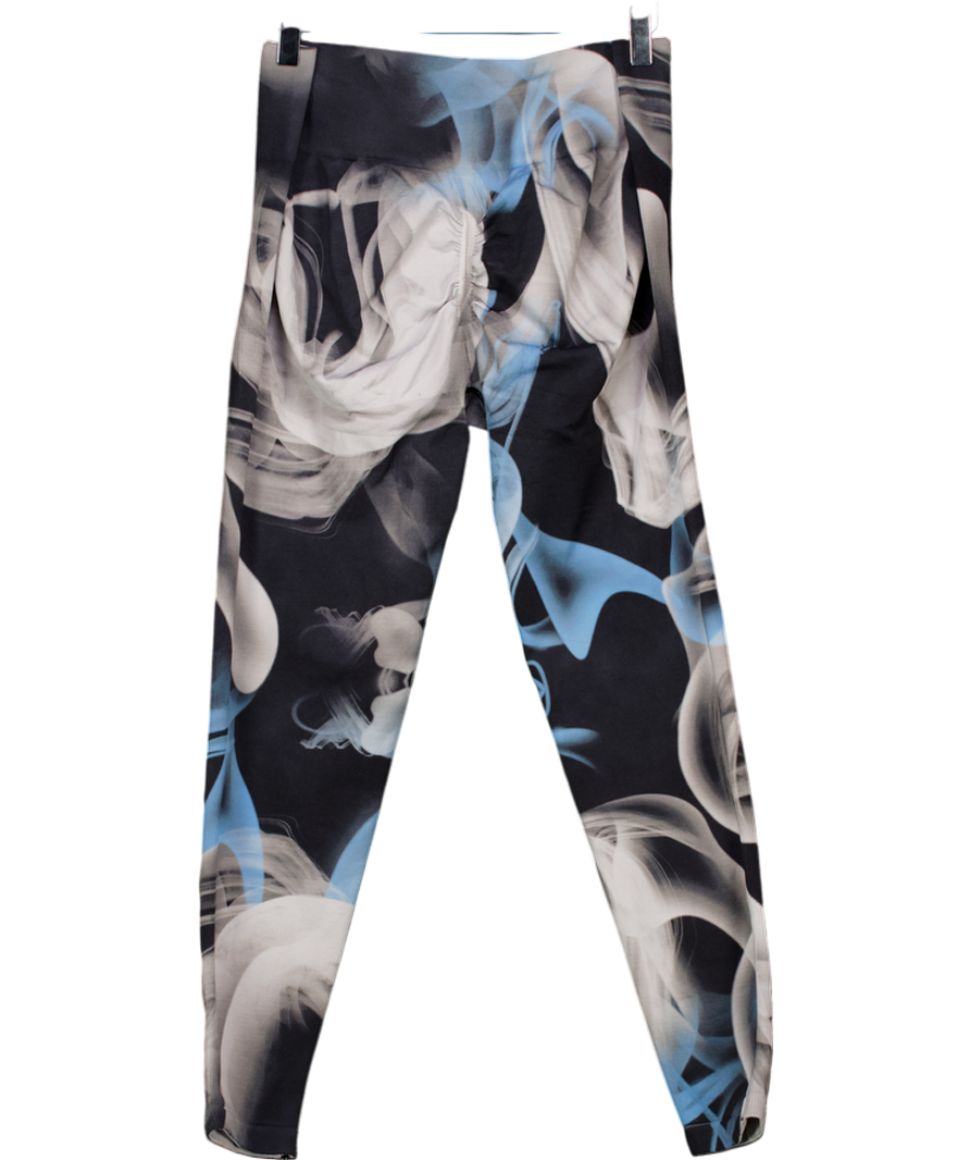 Black Seamless Smoke Print 3/4 Leggings UK XXXL