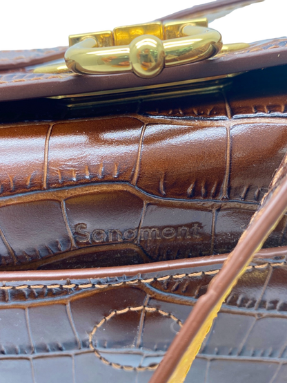 Songmont Brown Croc Embossed Mini Bag
