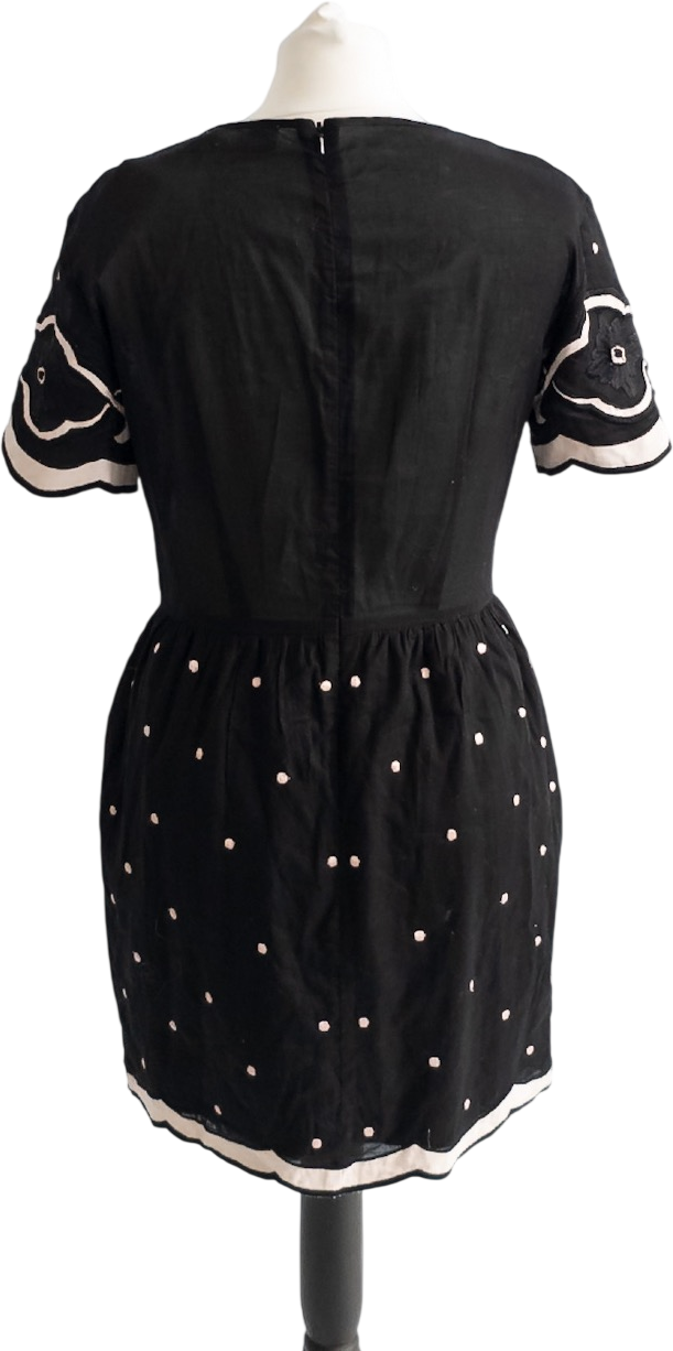 Alice McCall Black Cotton Lace Mebroidered Scalloped Hem "about You" Mini Dress UK 10