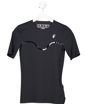 off white Black Mesh Logo Printed Athleisure T-shirt UK S