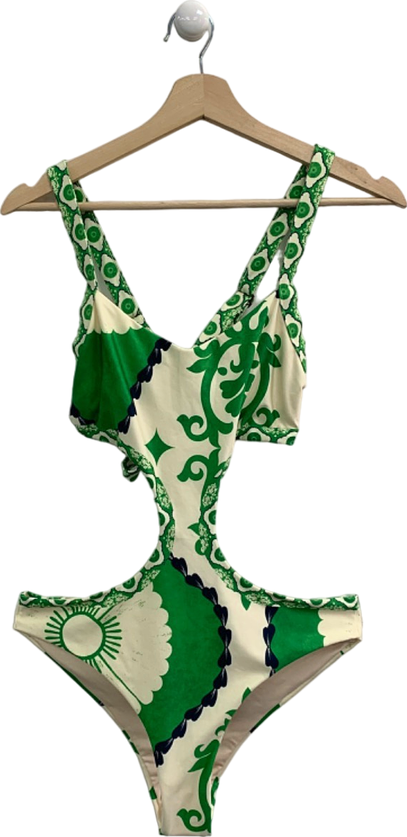 Agua Bendita Green Print Cutout Swimsuit L