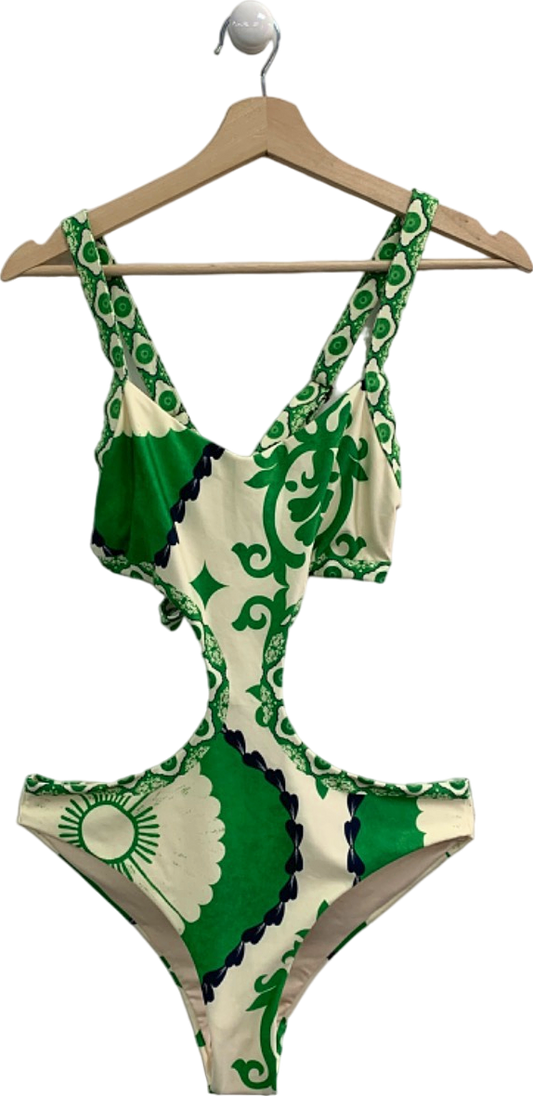 Agua Bendita Green Print Cutout Swimsuit L