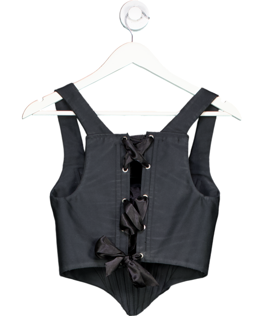 bdgrams Black Lace-up Corset Top UK XS/S