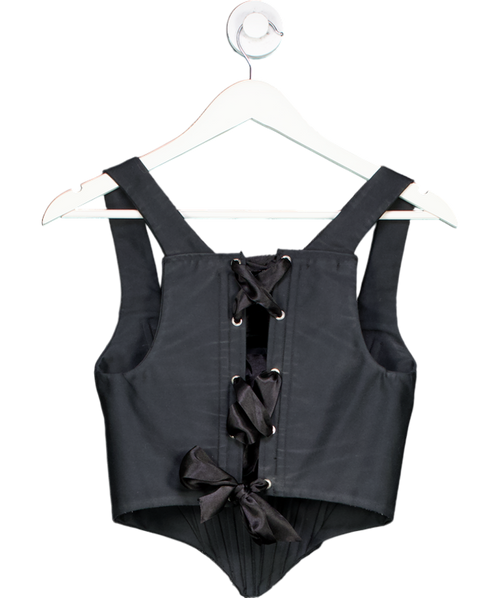 bdgrams Black Lace-up Corset Top UK XS/S