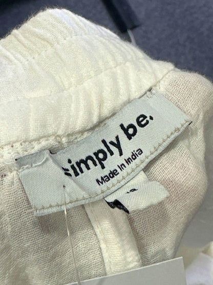 Simply Be. White Cotton Wide-Leg Trousers UK 18