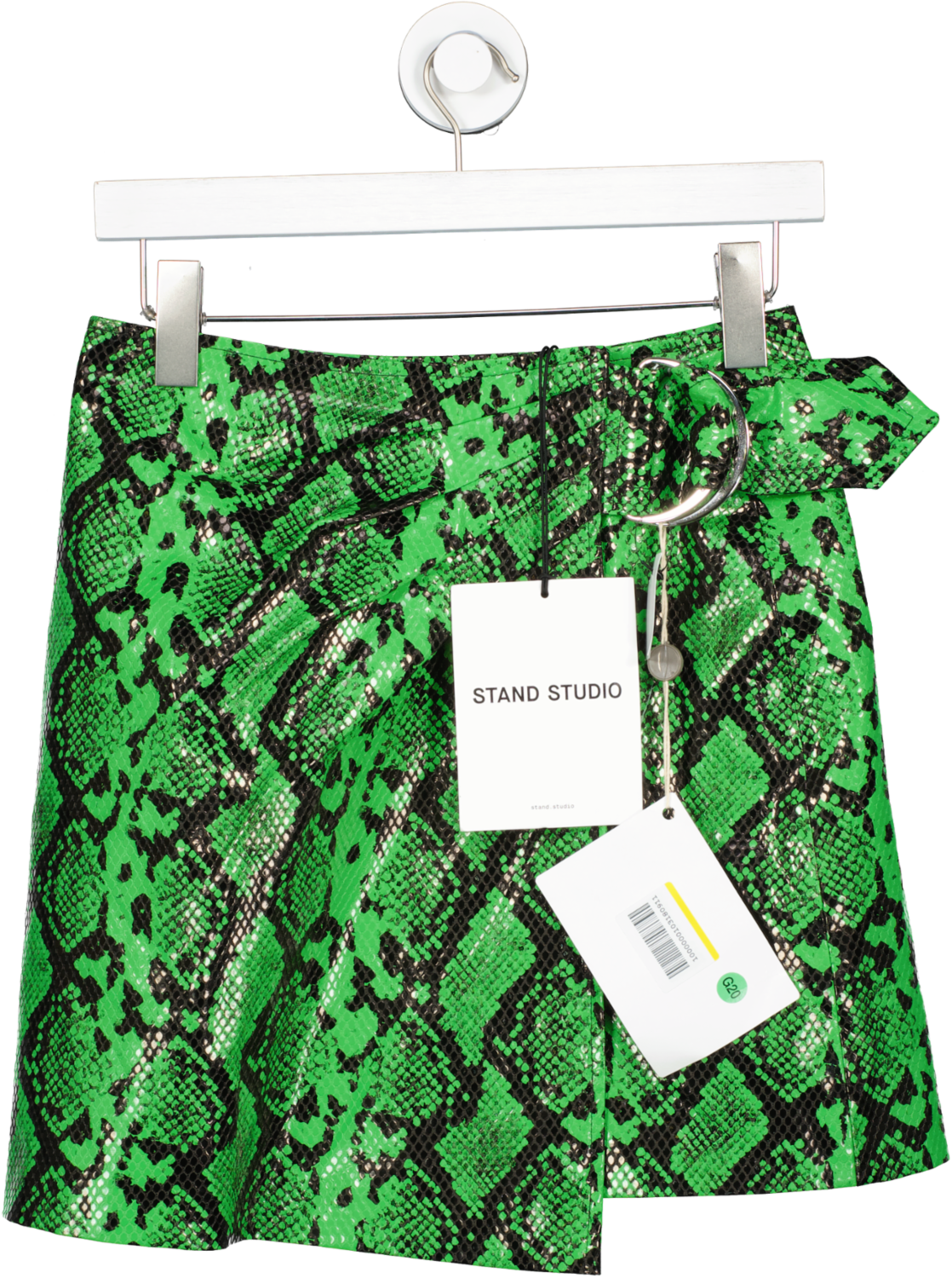Stand Studio Green Kaya Snakeskin Print Wrap Skirt UK 8