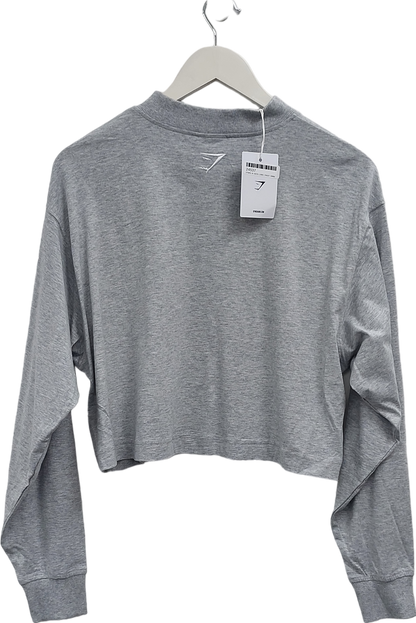 gymshark Grey Oversize Graphic Outline Long Sleeve Top UK M