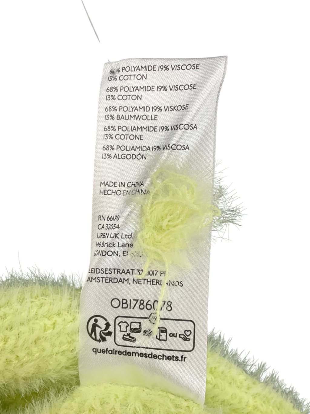 Anthropologie Green Fuzzy Knit Asymmetric Top Lime UK S