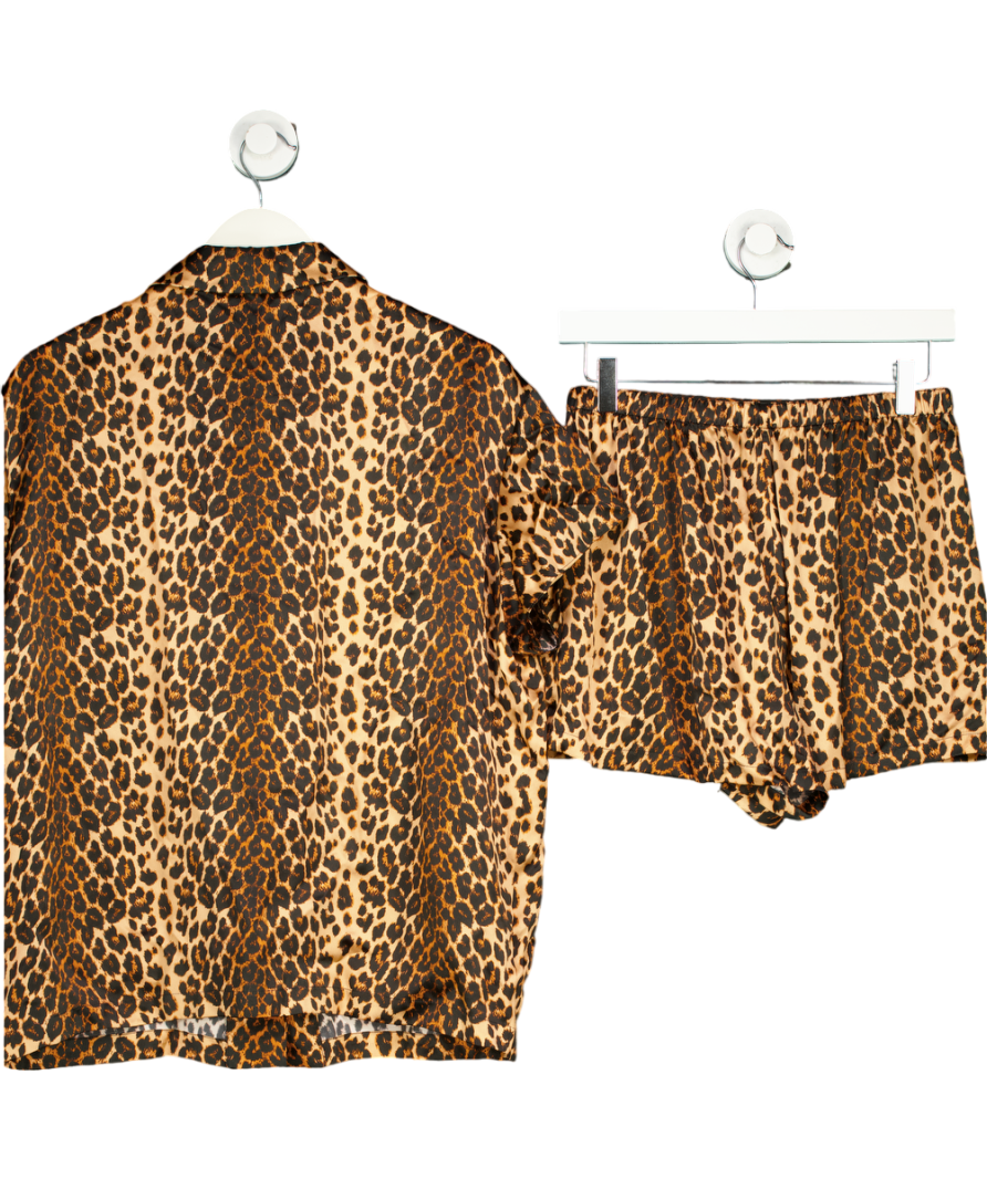 Agent Provocateur Brown 100% Silk Luxurious Leopard Print Shortie Pyjamas UK 10