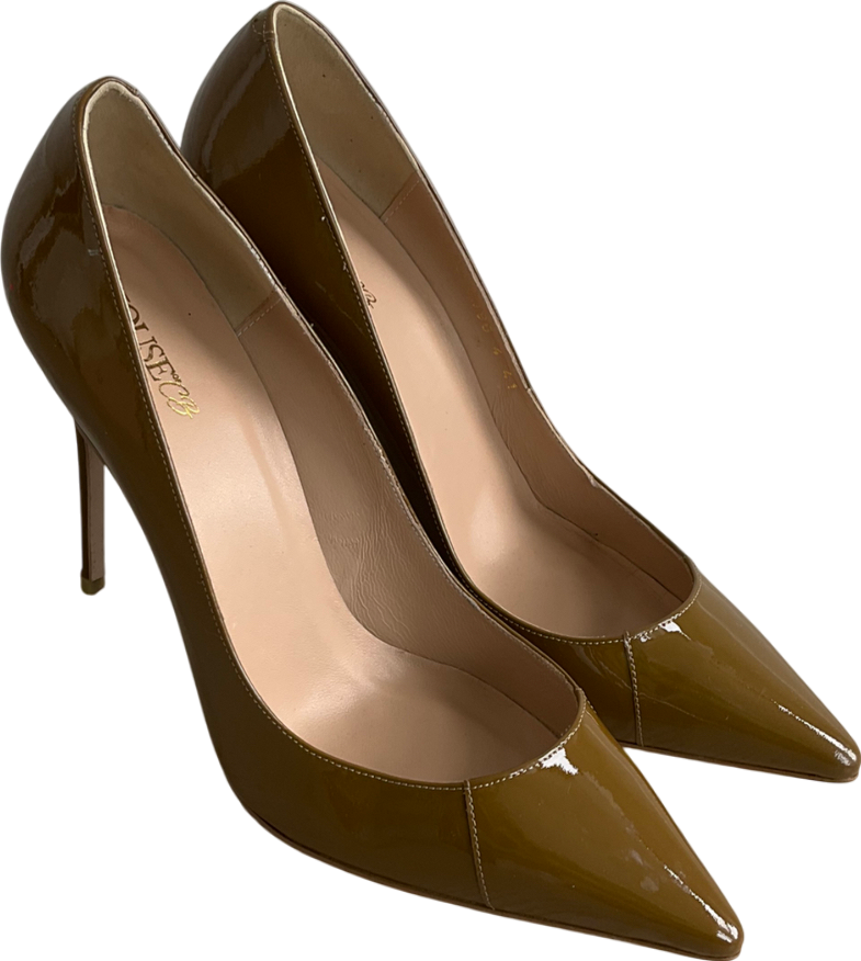 House of CB Brown Paris 4” Patent Leather Pointy Toe Heels UK 8 EU 41 👠