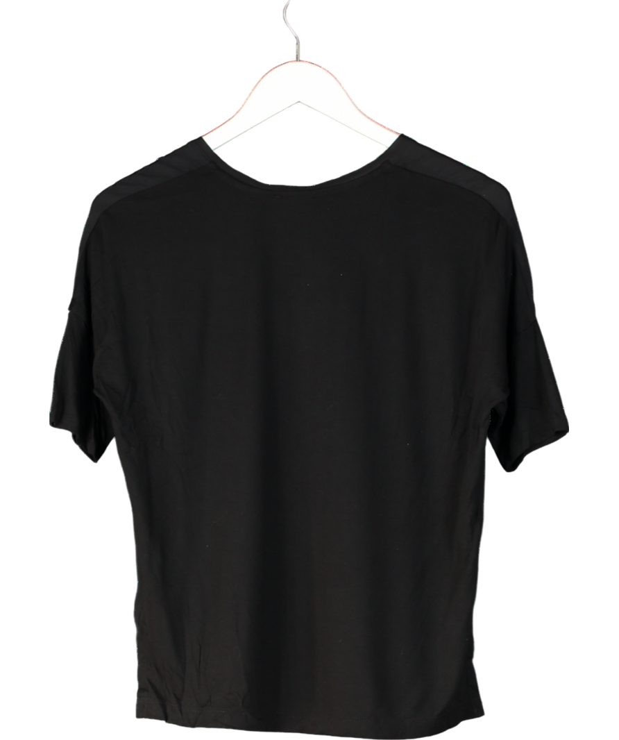 Set Black Zoey 100% Silk Button T-shirt UK 8