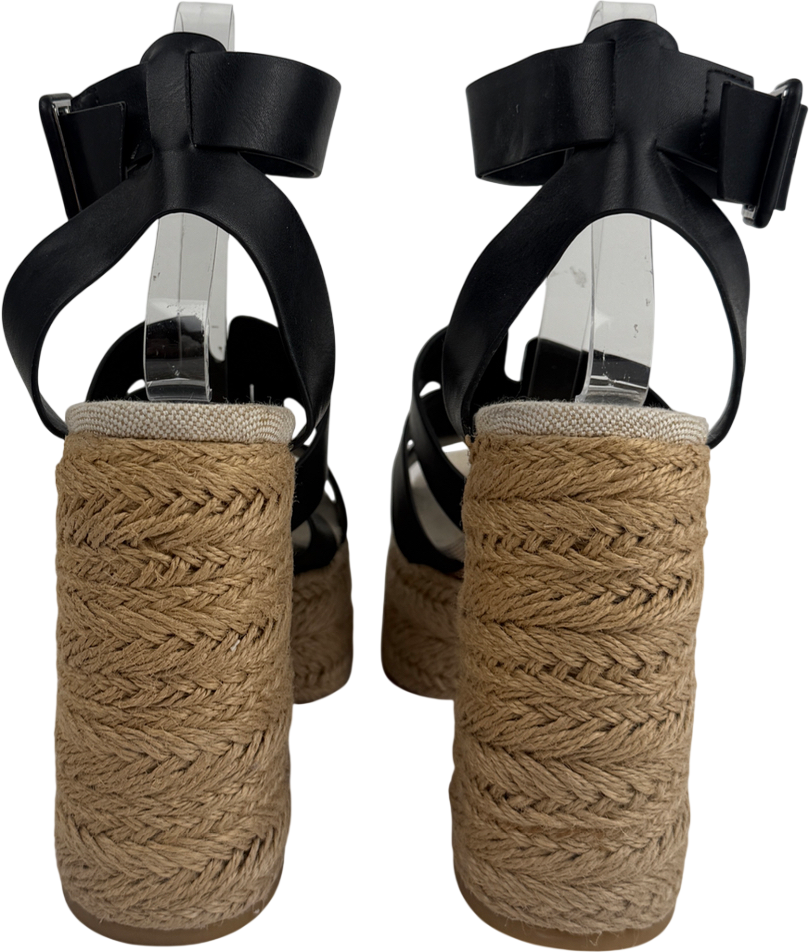 H&M Black Heeled Platform Espadrilles UK 8 EU 41 👠