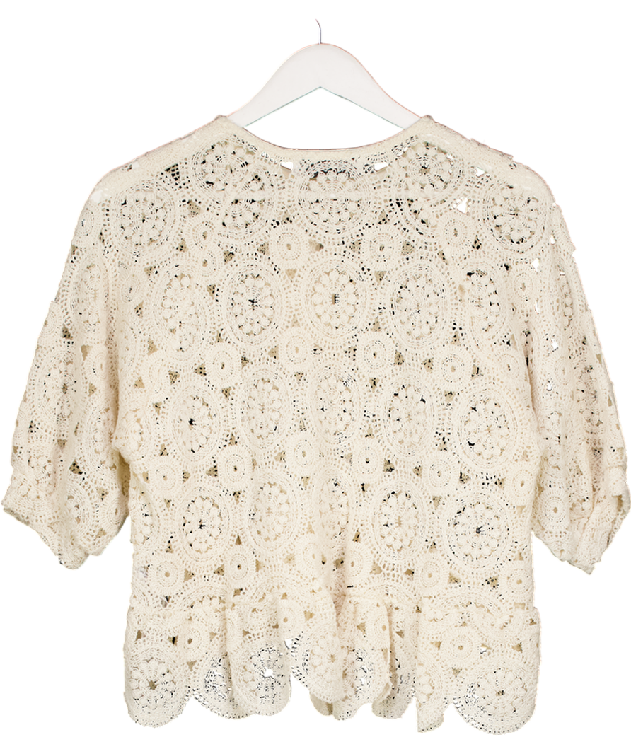 ZARA Cream Crochet Top UK M